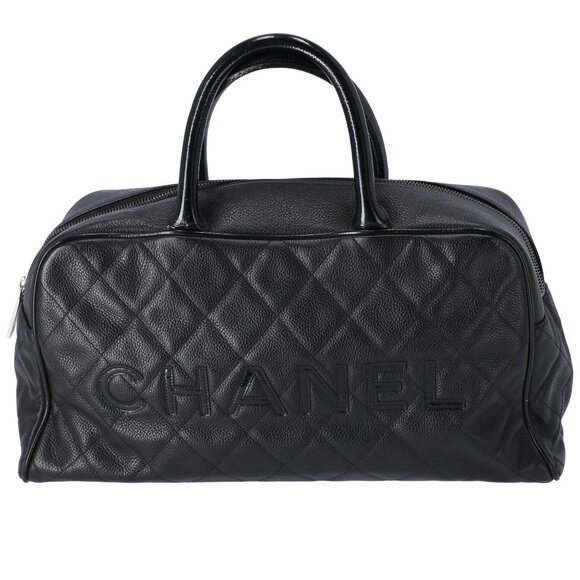 CHANEL Spaline Matelasse Handbag A15685 Black Leather Caviar - Picture 1 of 10
